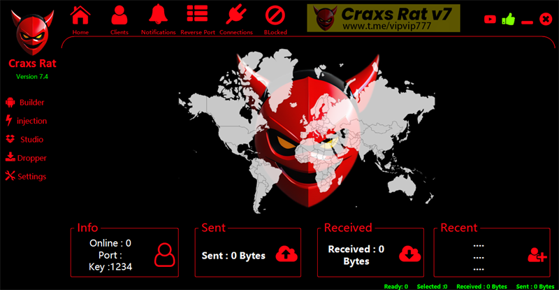 CraxsRat控制端界面